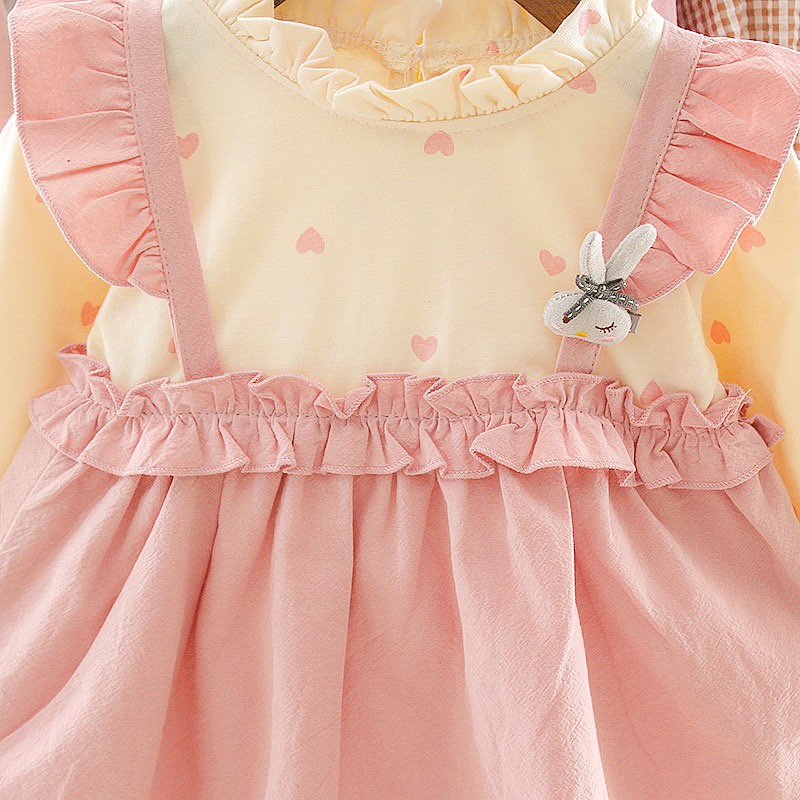 (0-3Tahun) QZ-10 Dress lucu rumbai lengan panjang tali depan import (4)