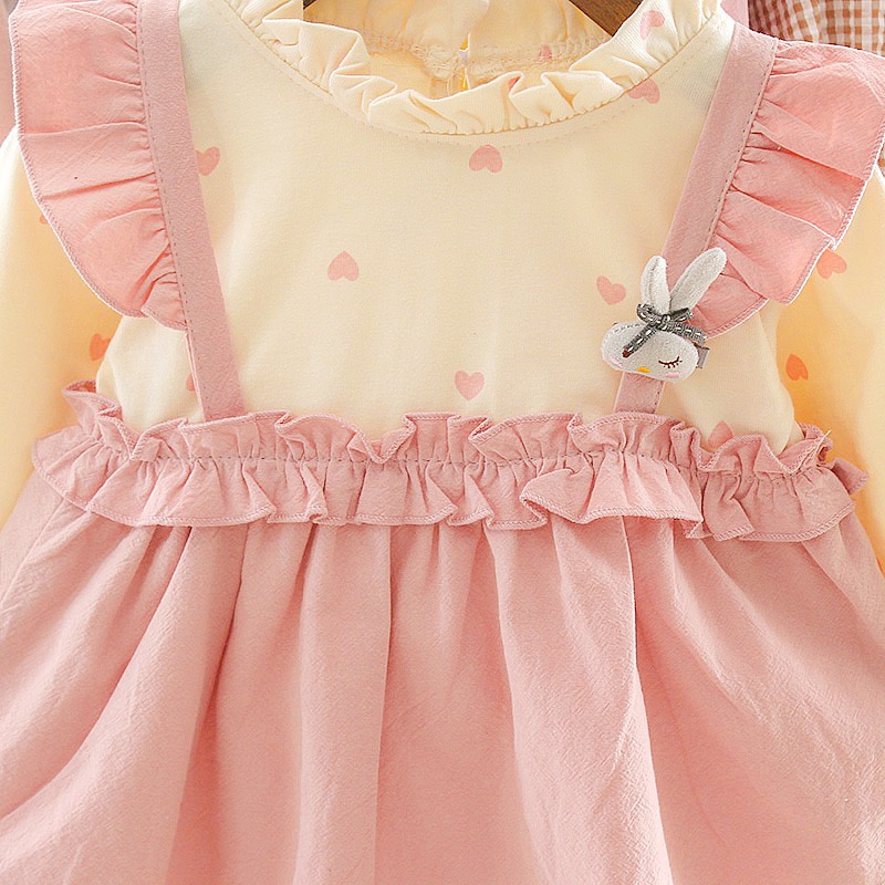 (0-3Tahun) QZ-10 Dress lucu rumbai lengan panjang tali depan import (4)