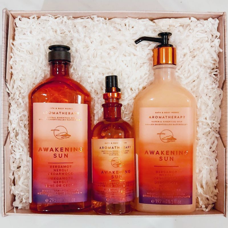 BBW AROMATHERAPHY AWAKENING SUN GIFT SET PAKET BATH &amp; BODY WORKS