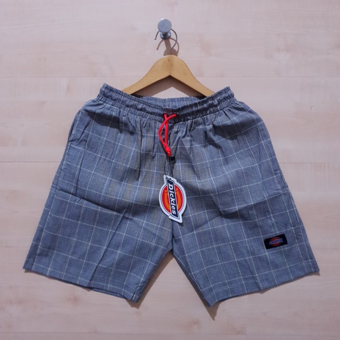CELANA PENDEK SHORT PANTS FLANNEL DICKIES PATCH LOGO GREY - M