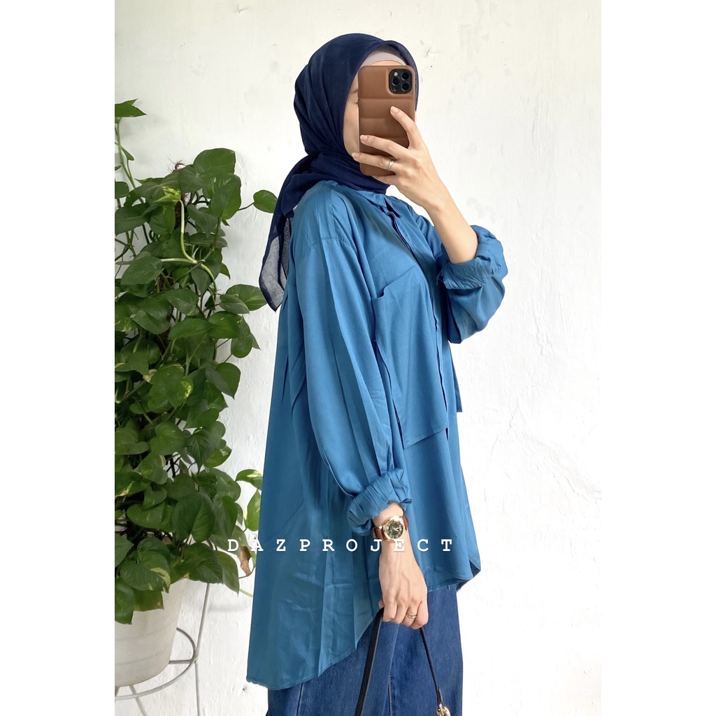 Pocket Rayon Paula Shirt Kemeja Oversized Polos Kemeja Katun Rayon Polos Pocket Rayon Oversized by DAZPROJECT