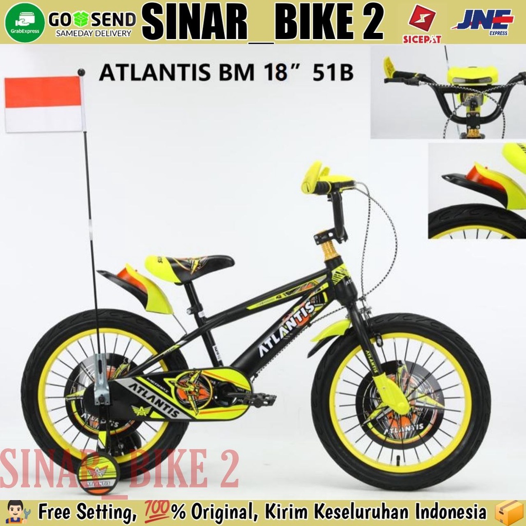 Sepeda Anak Laki-Laki 18 Inch  BMX ATLANTIS 51B Ban 2.50 Musik &amp; Lampu