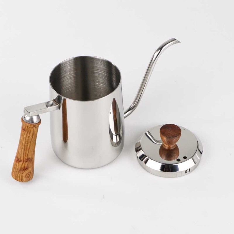 Teko Stainless Pitcher Kopi Leher Angsa V60 Gagang Kayu OTC