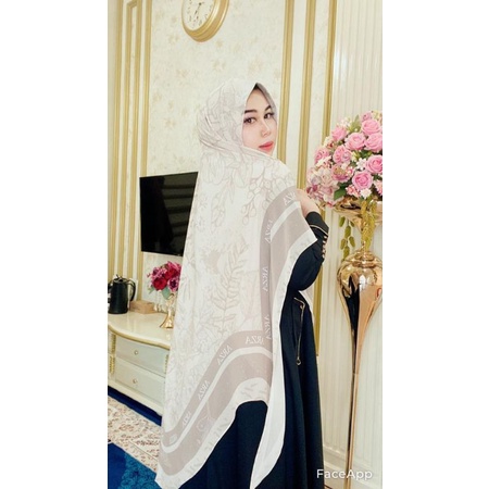 khimar arza sakura printing daun