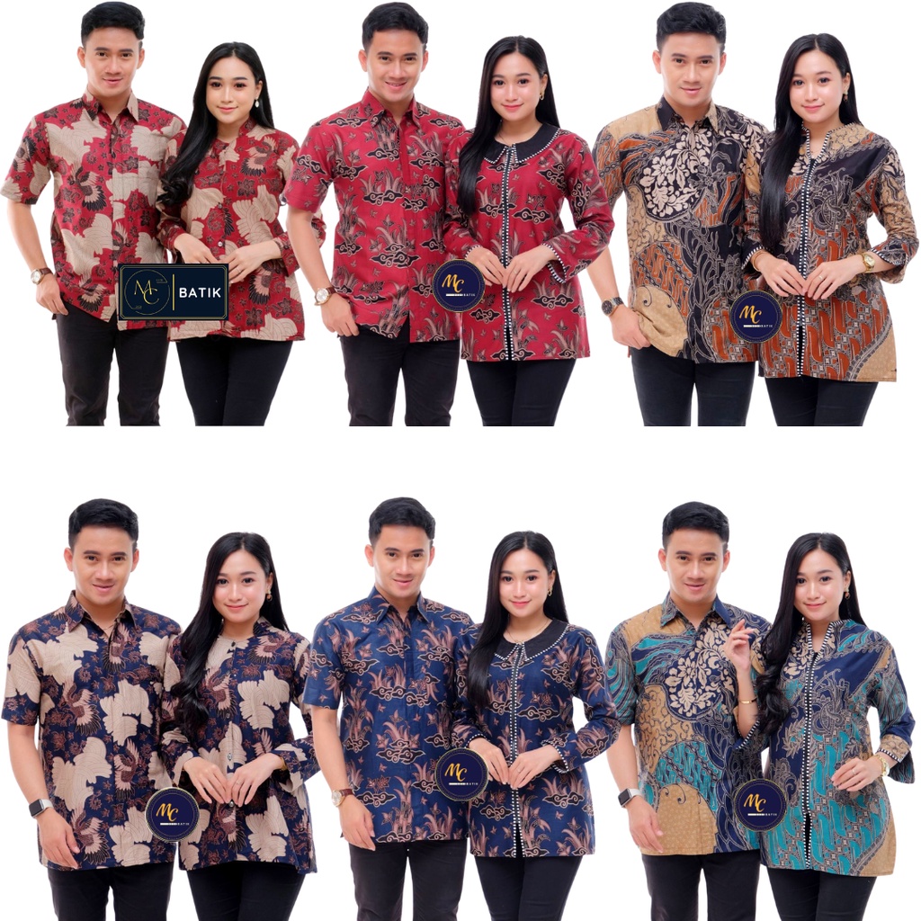 MCbatik Couple Batik | Atasan Couple Batik Blouse Batik Wanita Kemeja Lengan Pendek Tampil Elegan