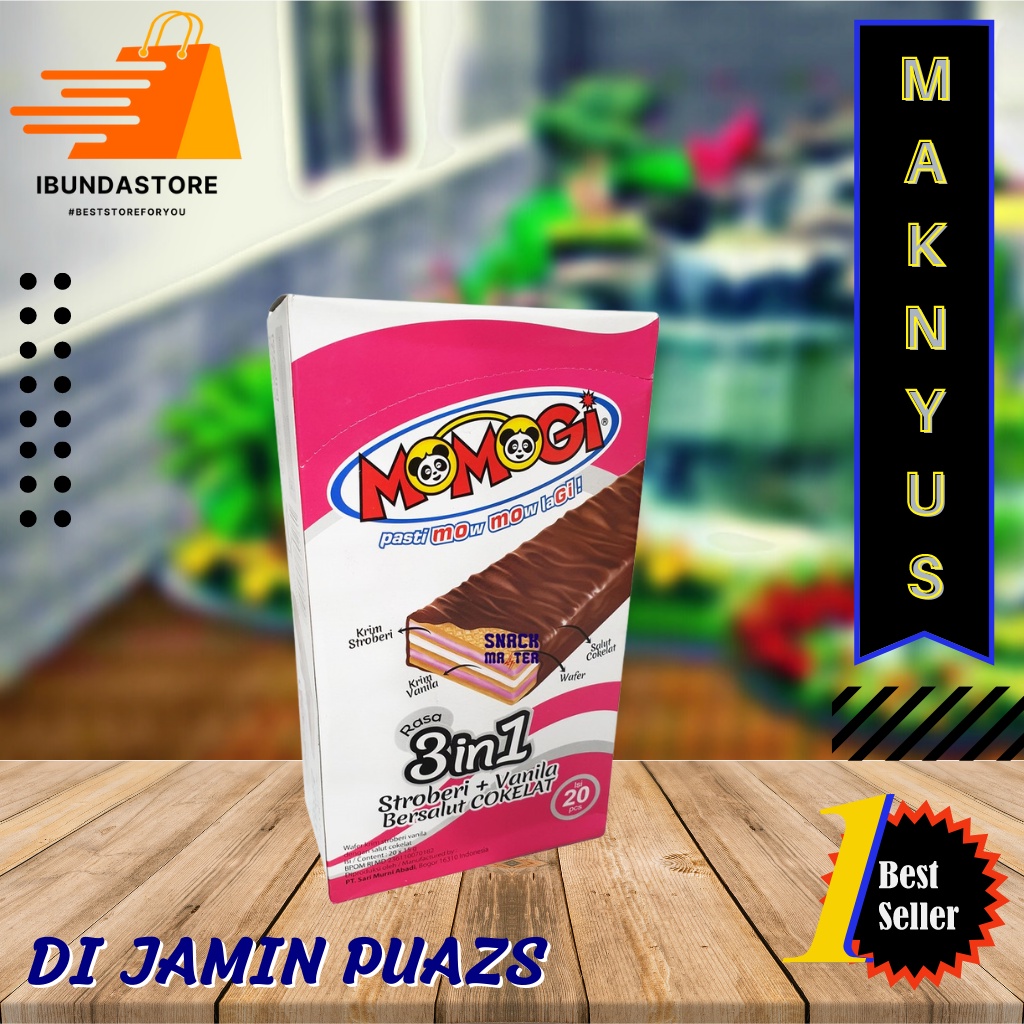 

Momogi 3 in 1 1 Box 20 Pcs x 5g / Snack Murah / Camilan WFH / Paket snack Isolasi / Agen Surabaya / IBUNDASTORE