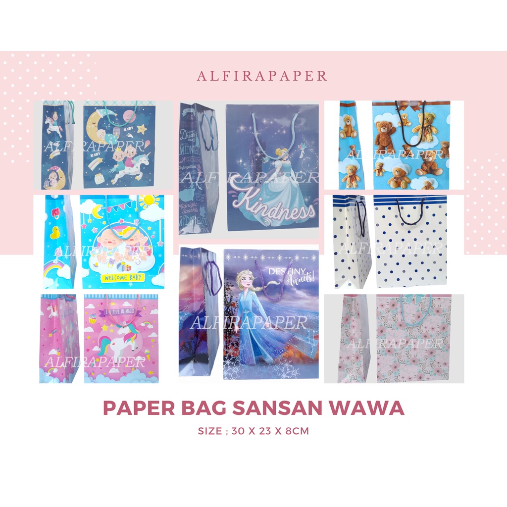Tas Kado Paper Bag Sansan wawa size 30 x 23 x 8cm