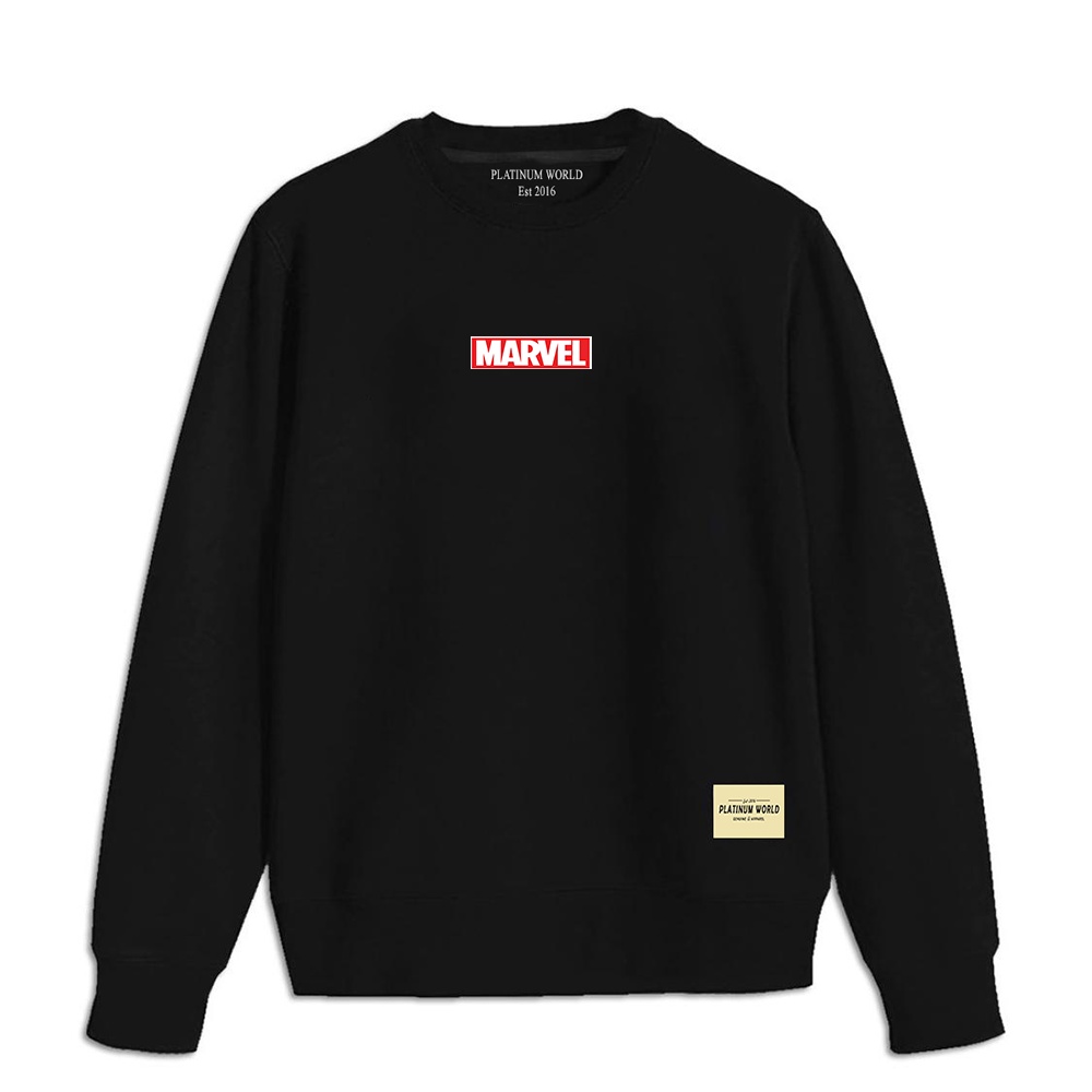 Sweatshirt Crewneck Marvel X Platinum World Jaket Sweater Tulisan Simpel Authentic Quality