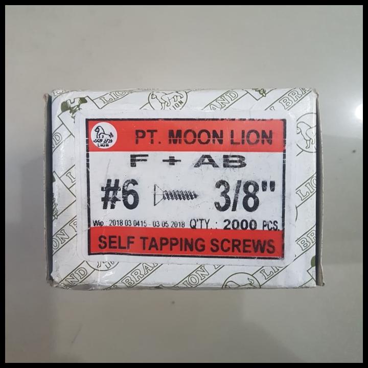 

(2000 Pcs) #6 X 3/8 " Inch Moon Lion Screw Sekrup Skrup Kayu / 1 Dus