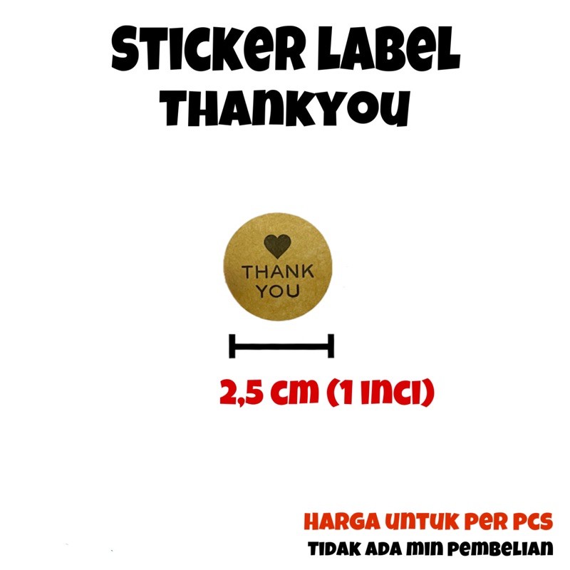 

[1 pcs] sticker label thankyou super kecil 2,5cm /1 inci olshop label sticker thankyou olshop sticker