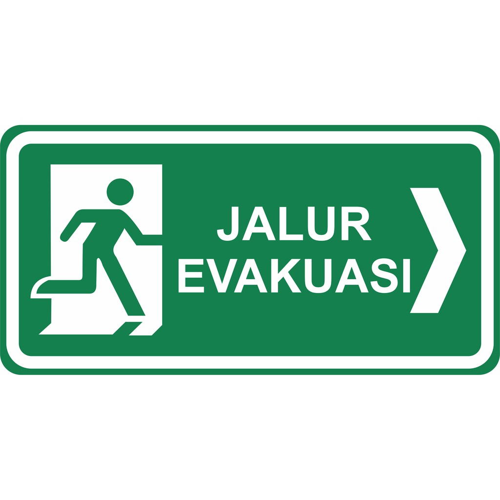 Rambu Jalur  Evakuasi  Kotak 20cm x 40cm Plat Alumunium 