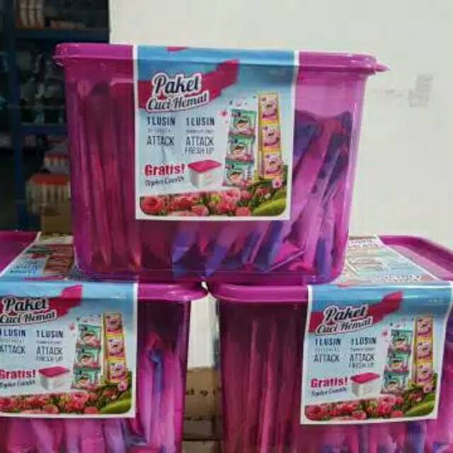 ATTACK detergen plus softener  Free TOPLES CANTIK