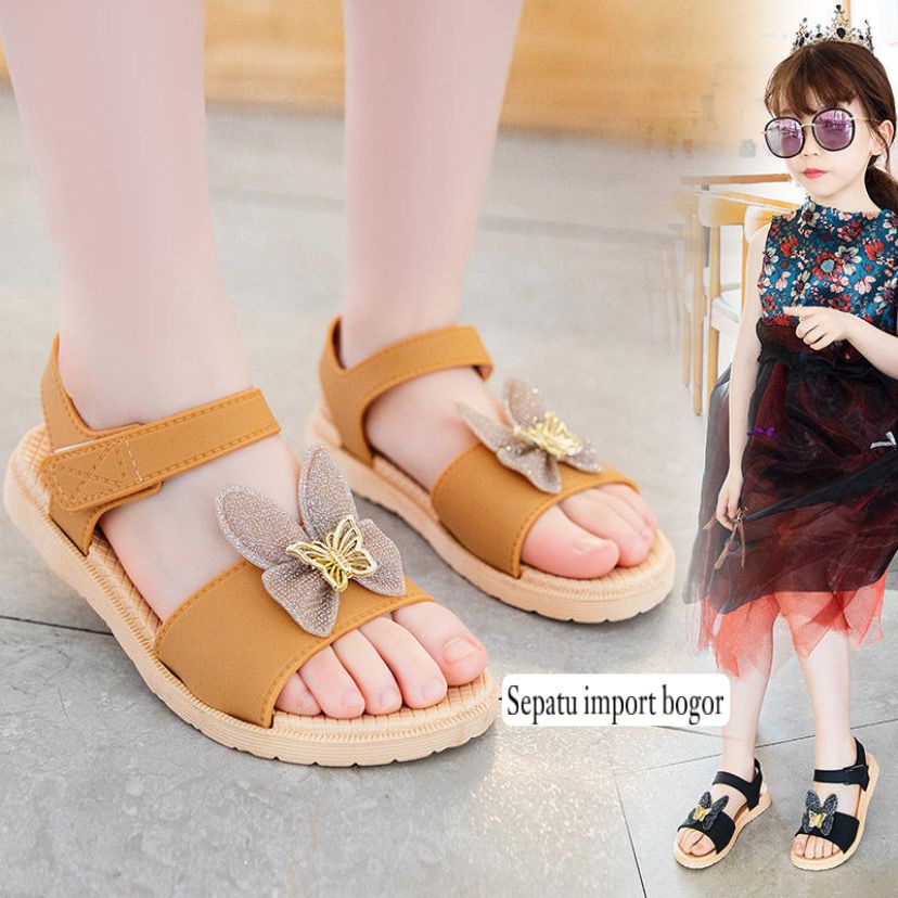 Sandal Anak Perempuan Sweet BUTTERFLY Jelly Import 638 - 3 / Sendal Karet Anak Tali Perekat Karet