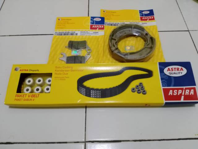 V-Belt set for beat pop/esp + kampas rem depan &amp; belakang + Shell ax5 matic + gardan petroasia