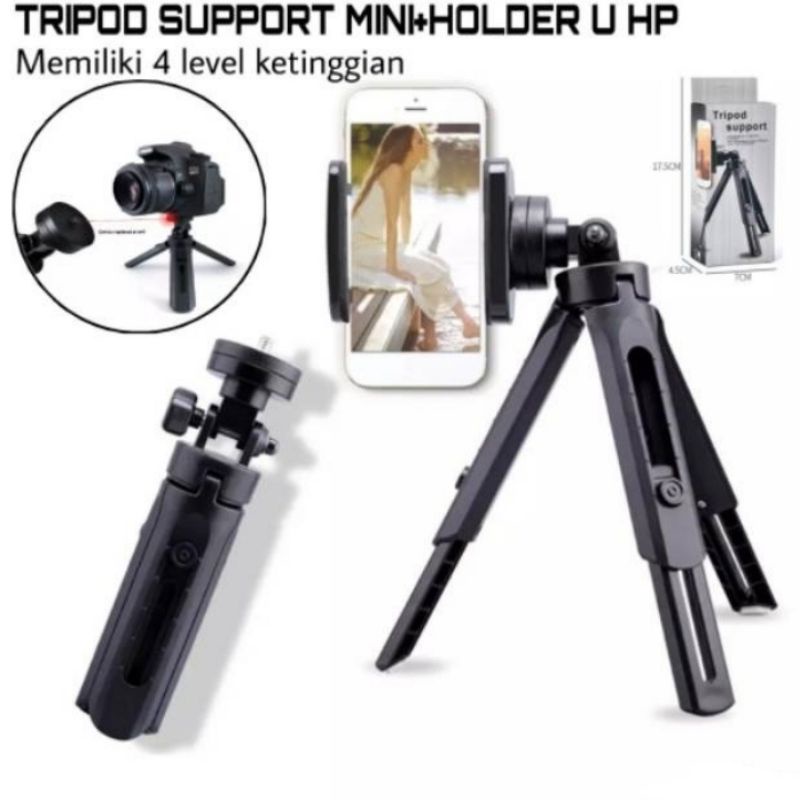 Tripod HP mini kuat / Tongsis HP mini / Tripod support extendable with U foldable holder original