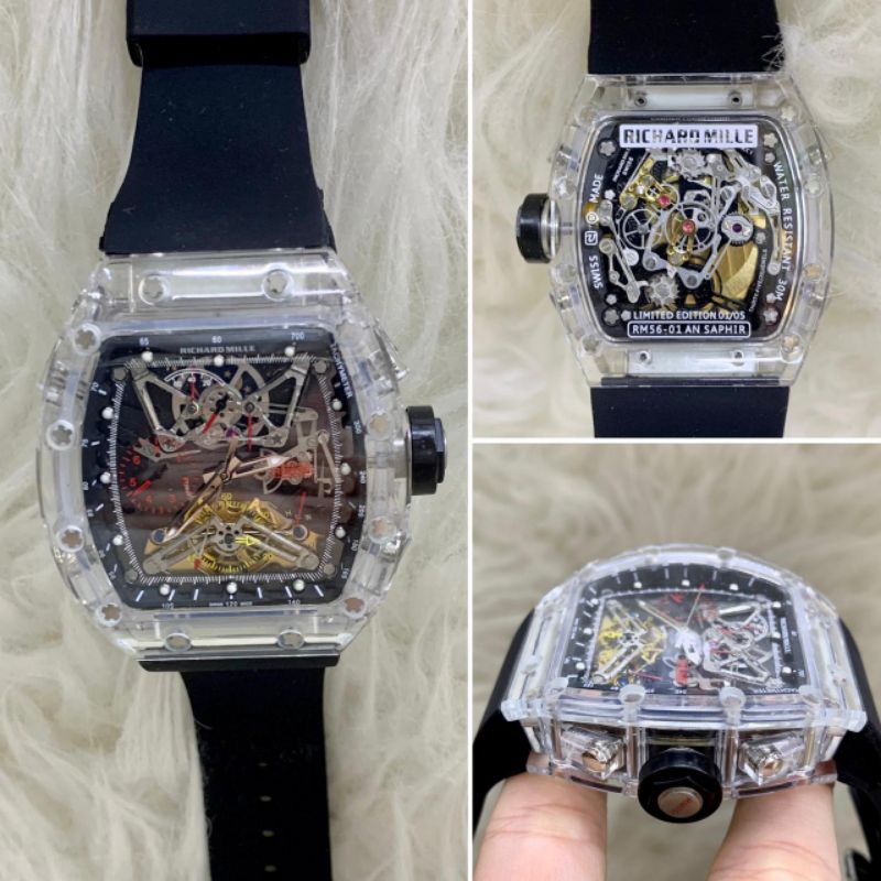 Jam Tangan Pria Transparan Mesin Automatis Swiss diameter 43mm