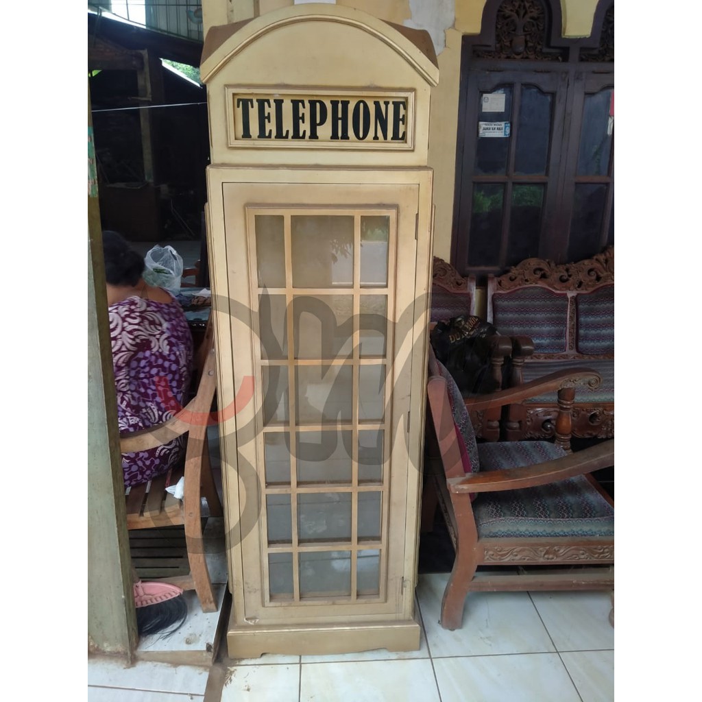 Lemari Telepon Kayu Mahoni - Lemari Etalase Mahoni - Almari Baju Telepon