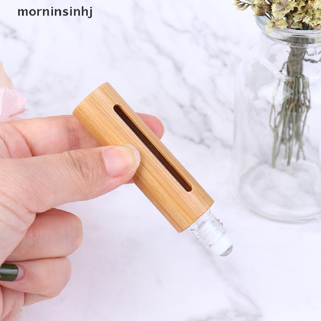 Mornin Botol Roller Kosong Isi Ulang 10ml Bahan Bambu Untuk Essential Oil