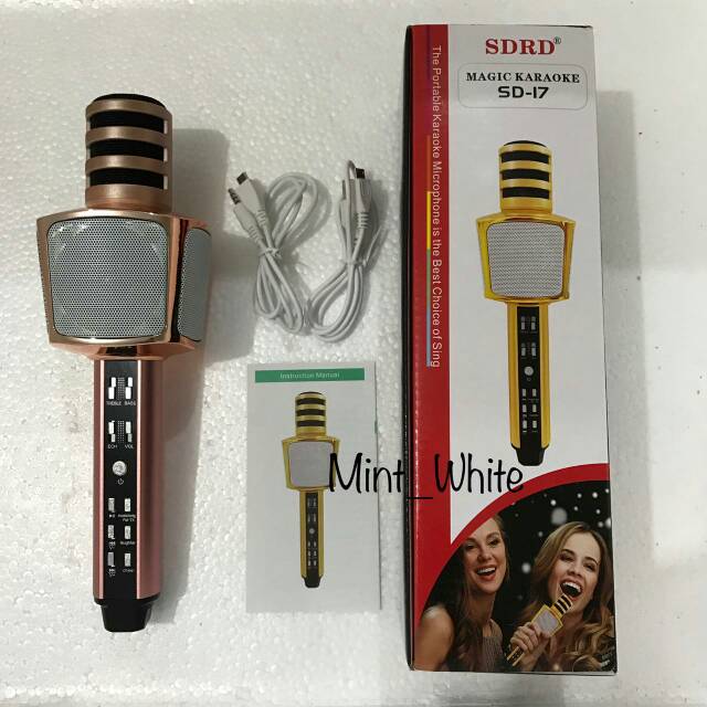 Mic Karaoke SD-17 ORIGINAL / Microphone SDRD 17 / Speaker Wireless KTV Smule / bisa TURN OFF VOCAL