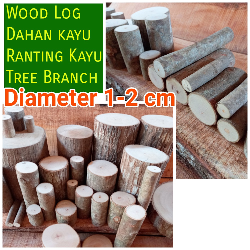 Kayu dahan kayu diameter 1-2 cm bahan craft dekorasi hiasan dinding dl