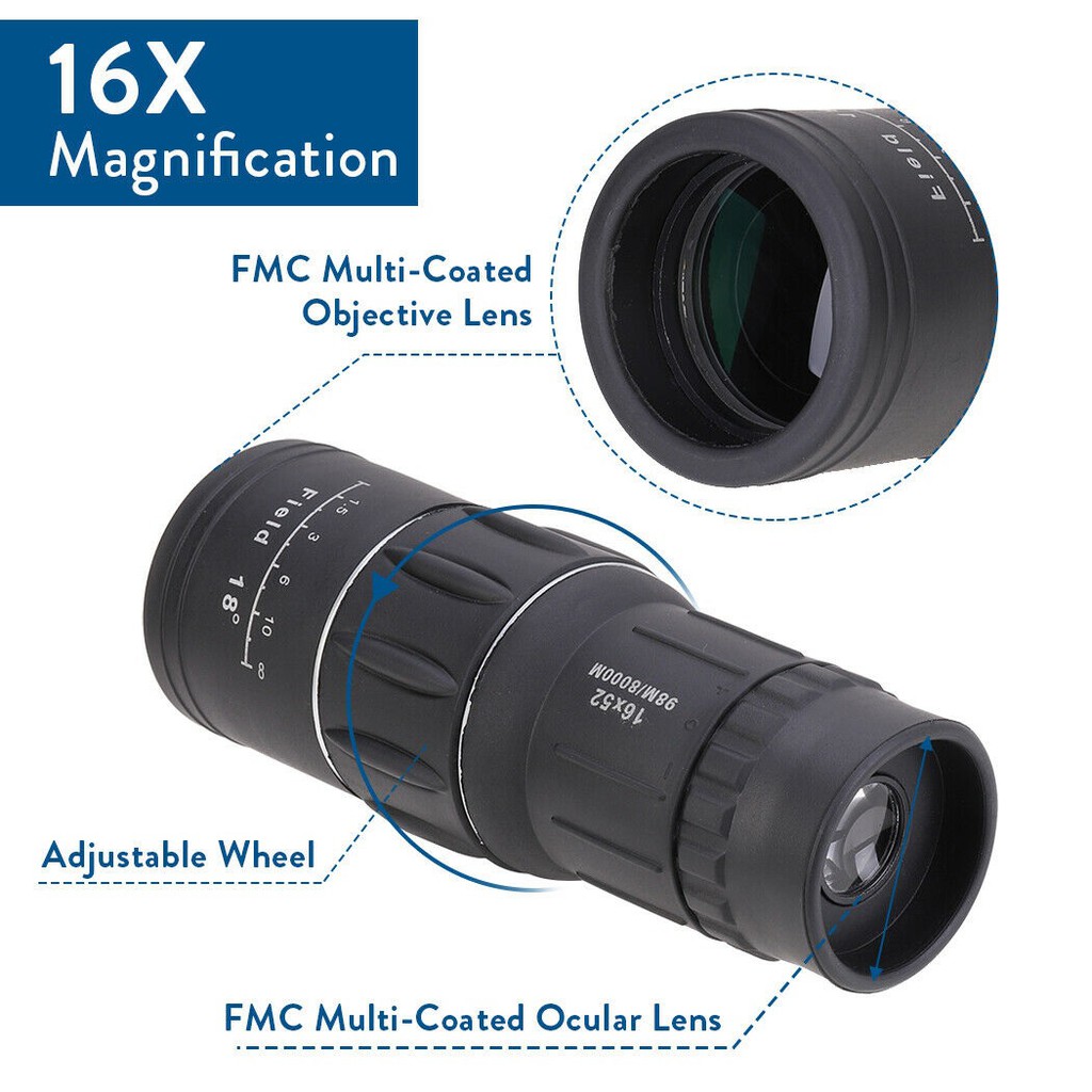 Monocular Telescope 16x52 - 98M-8000M High Power Dual Focus Optic Zoom