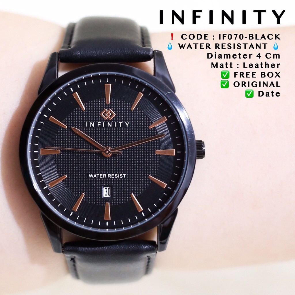 Jam tangan pria / wanita INFINITY original kulit tanggal aktif free box IF070