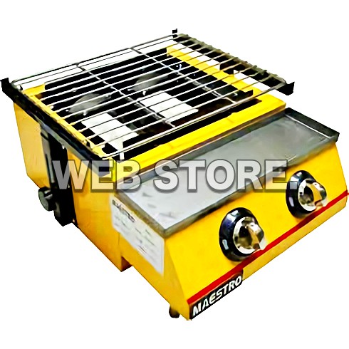 Maestro Panggangan Gas Roaster BBQ Sosis/Sate/Ikan 2 Tungku Tanpa Asap