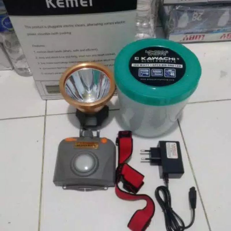 ✅Cod Senter kepala 100watt +6pcs big smd super LED kawachi  LP-100G t SENTER kepala selam kawachi