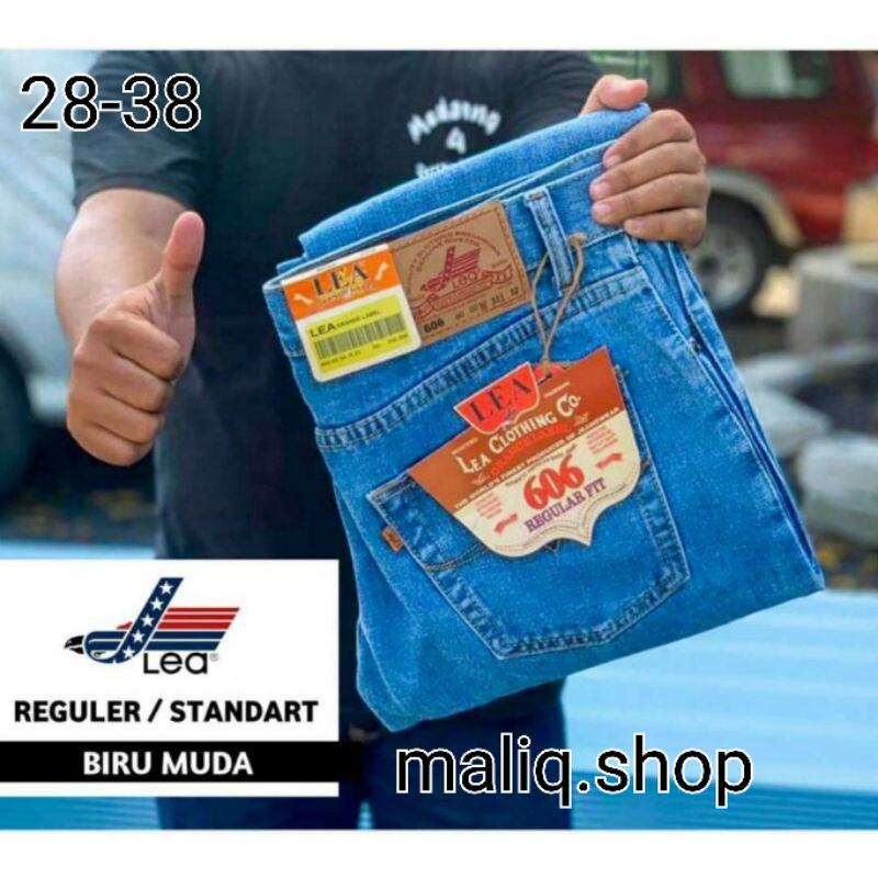 Celana Jeans Pria Lea Standar Reguler Premium 28 Sampai 38 Bisa Cod