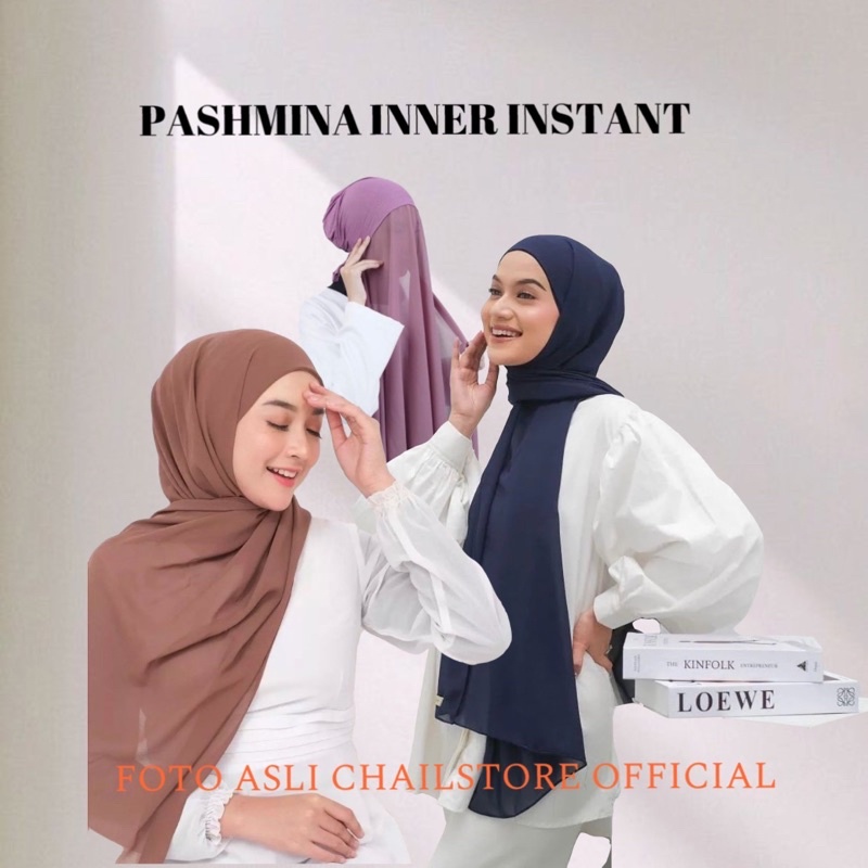 PASHMINA + INNER 2IN1 BISA BOLAK BALIK / PASMINA LESTI /  INSTAN /  CERUTY BABY DOLL