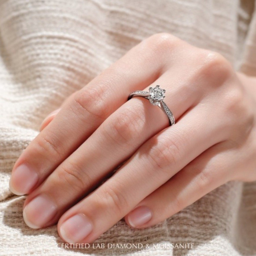 Cincin Berlian Moissanite Super Sertifikat Silver 925 Ring Diamond