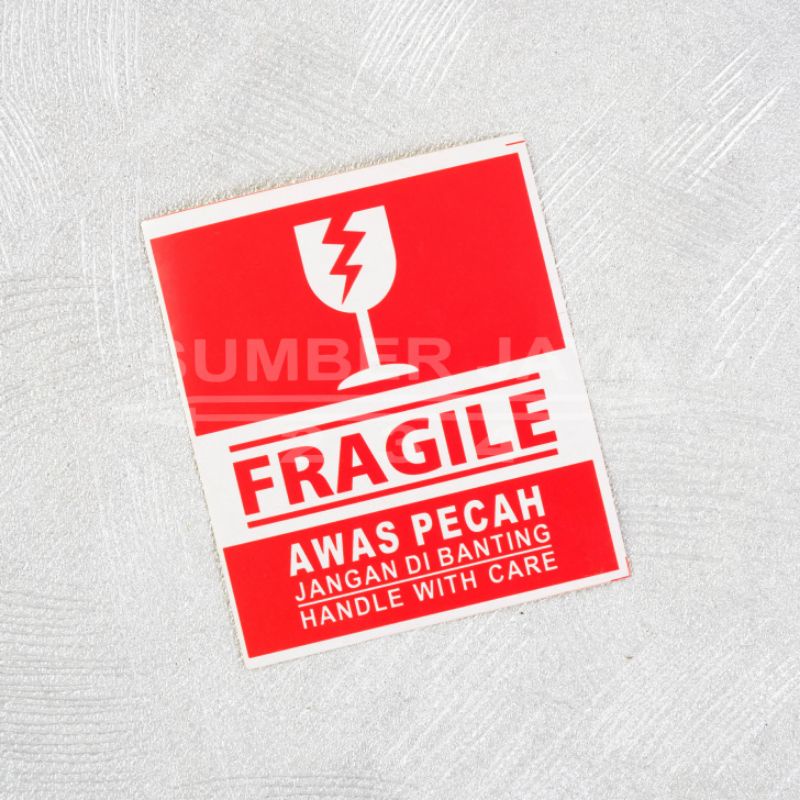 stiker fragile 8 x 9 isi 10 / awas kaca pecah / TERMURAH