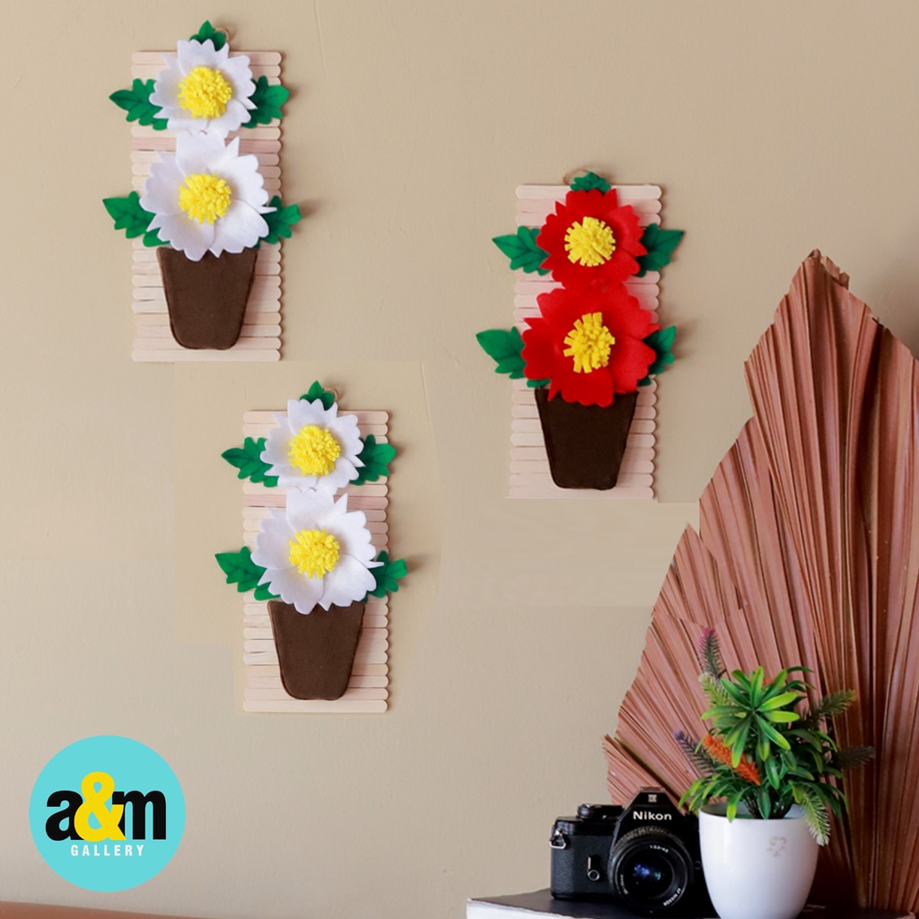 Hiasan Dinding Bunga Flanel &amp; Stik Ice Cream I Walldecor Bunga Flanel - A&amp;M