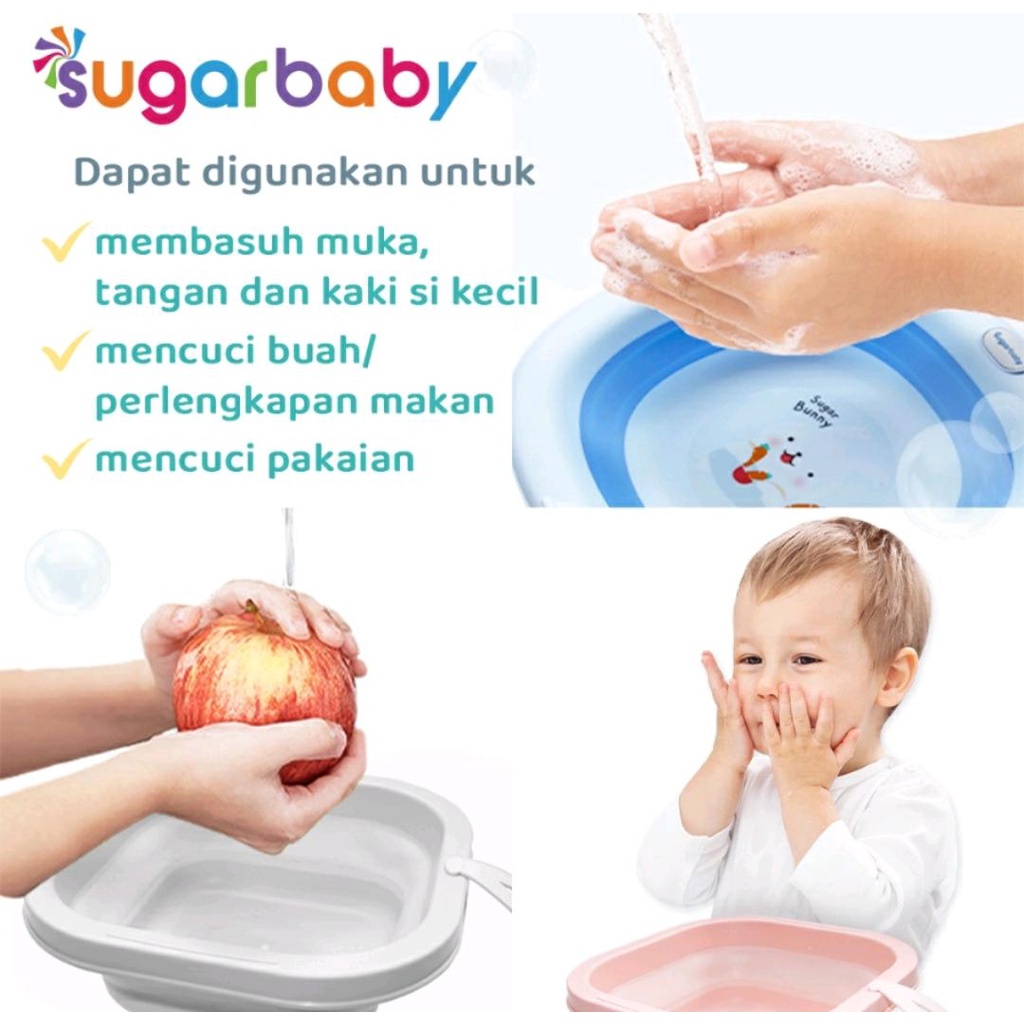 SUGARBABY FOLDABLE BABY WASH BASIN / BASKOM LIPAT BAYI / EMBER LIPAT MULTIFUNGSI