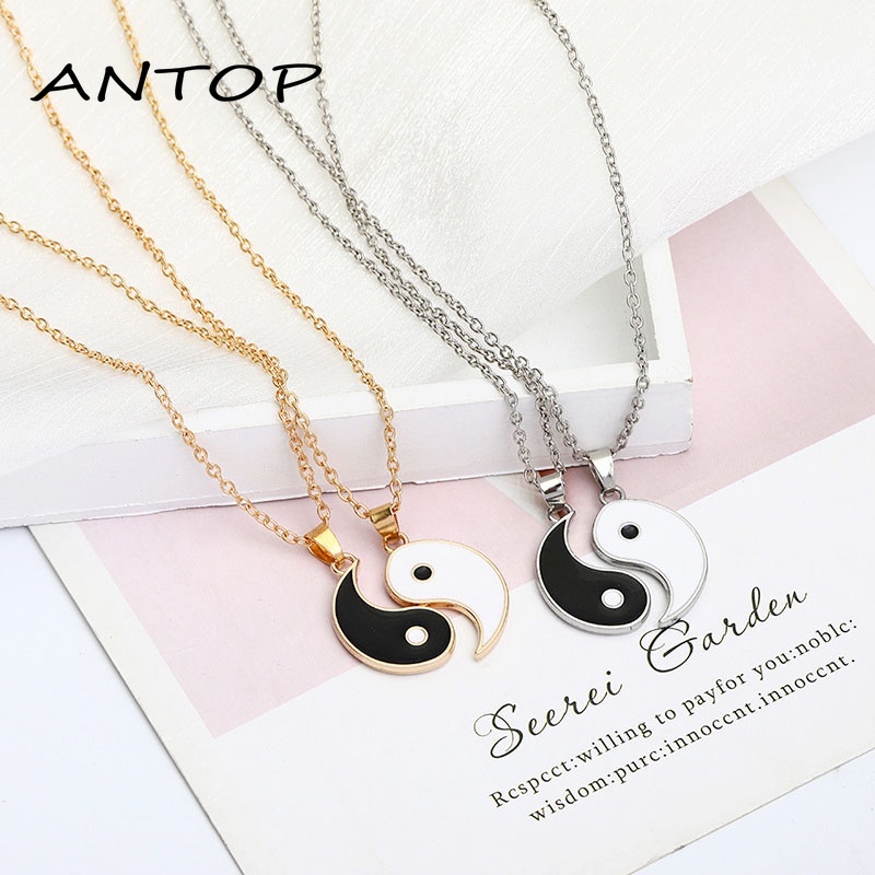 Kalung Liontin Yin Yang Bahan Alloy Gaya Korea Untuk Pasangan