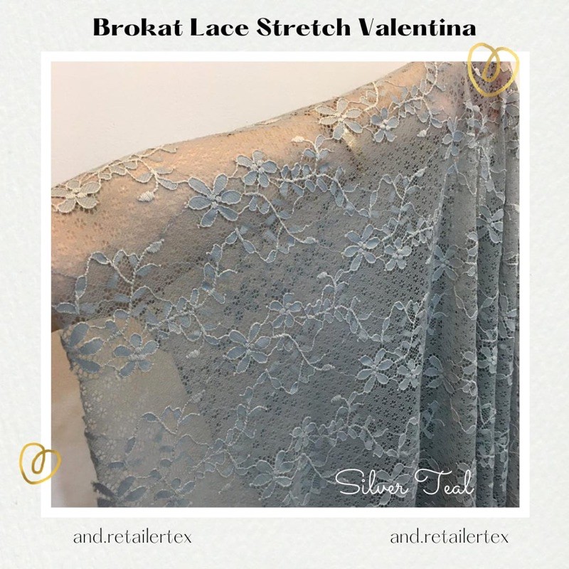 Kain Brokat Lace Valentina Stretch Warna Teal
