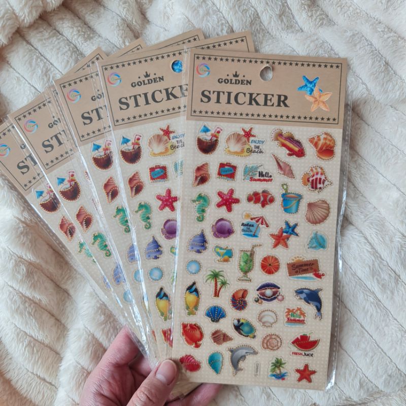 

Vintage Sticker Gold Foil Deco Stickers Bujo Journaling Journal Stiker Diary Planner Travel Accessories Decoration Beach Pantai Coco Fish Stickers Scrapbook Diary