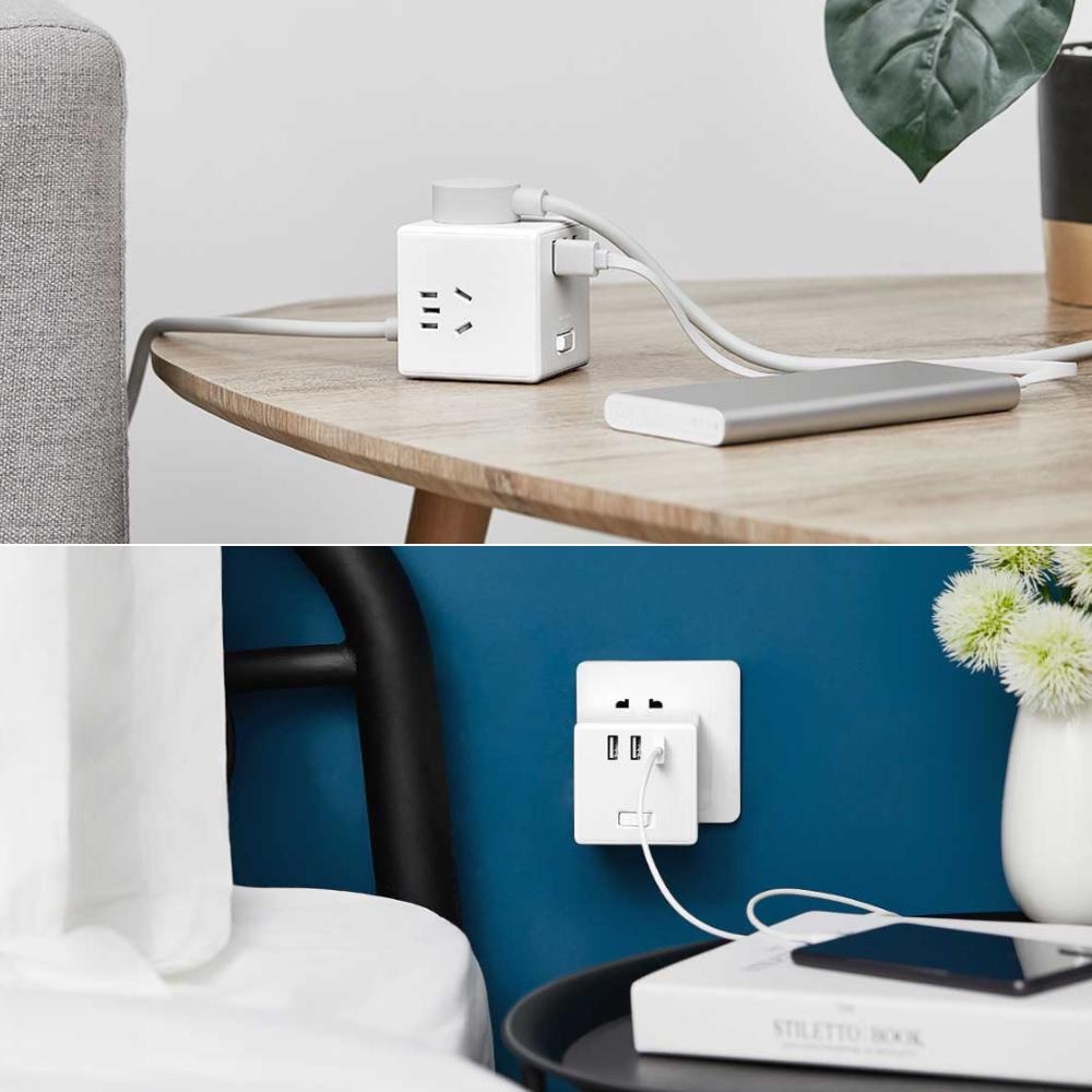 MIJIA Magic Rubic Cube Socket Converter Wired Version MJXB3-02QM - Colokan Kabel Bentuk Kubus Lengkap Dengan 3 Port USB