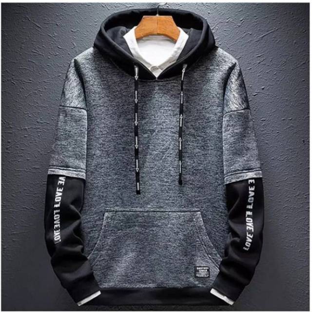 HOODIE SWEATER PRIA LOVE RAIN COMBIE HODIE REGLAN JAKET TWO TONE/ SWEATER PRIA DAN WANITA/ KOREA