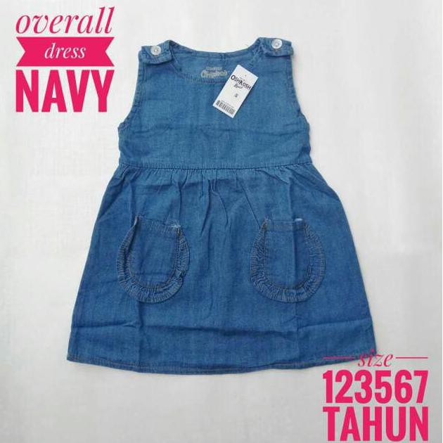 1 2 3 5 tahun baju anak overall dress jeans perempuan oshkosh navy - 2-3 tahun