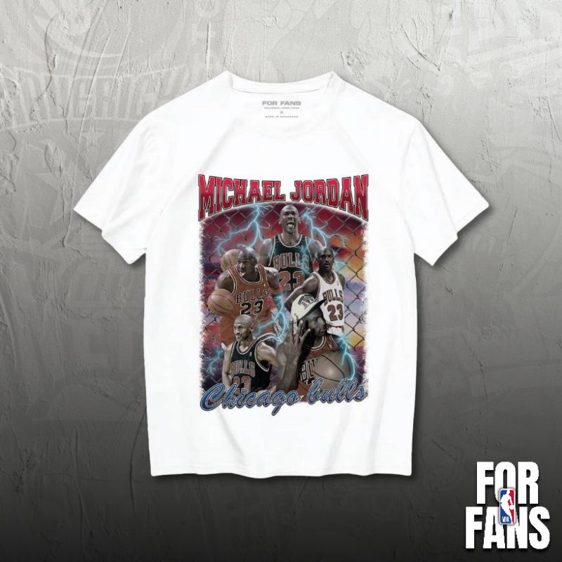 Kaos / Baju Buat Fans - Tshirt For Fans Chicago Bulls Michael Jordan Retro Classic - Putih