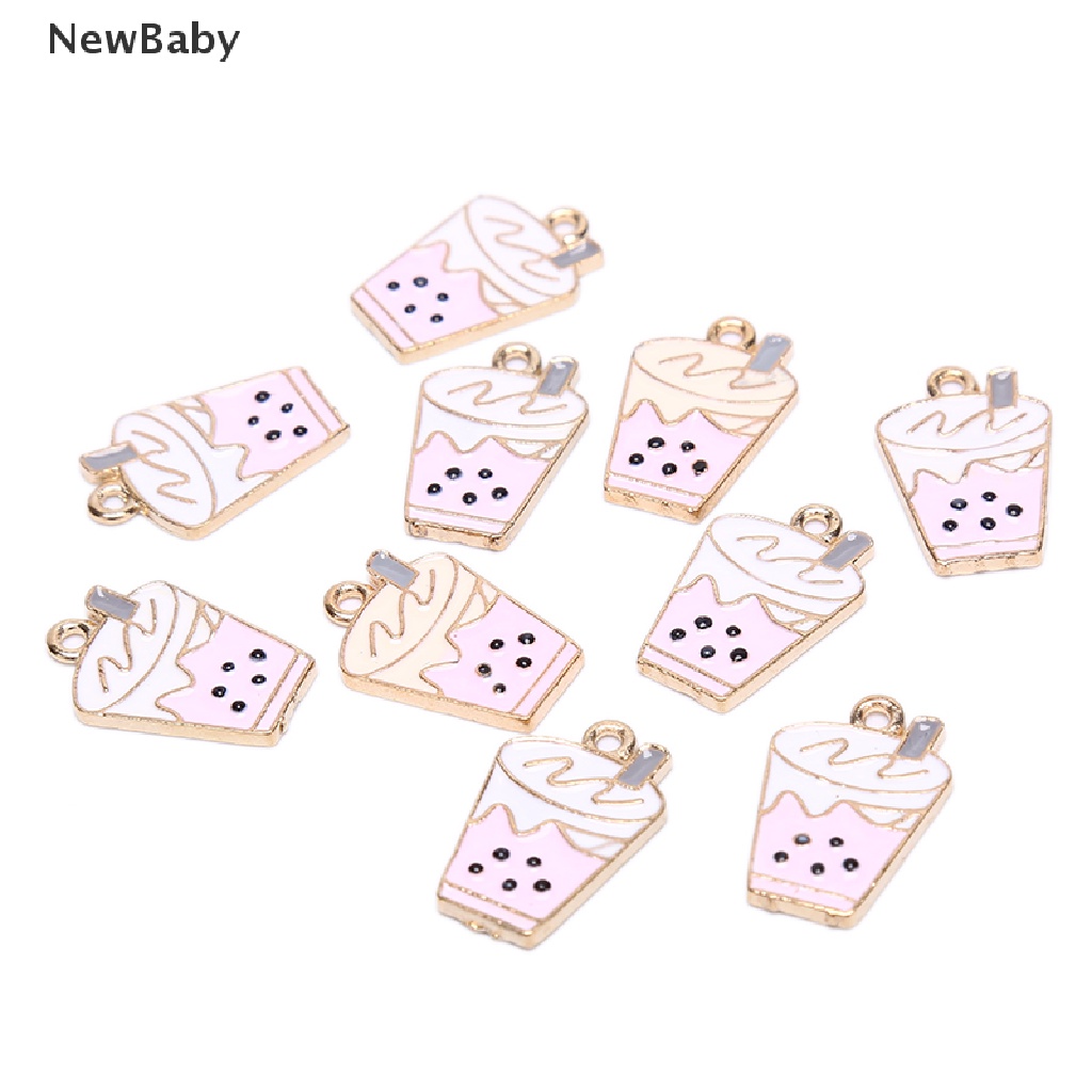 10pcs / lot Liontin Enamel Bentuk Milk Tea Untuk Membuat Perhiasan Anting