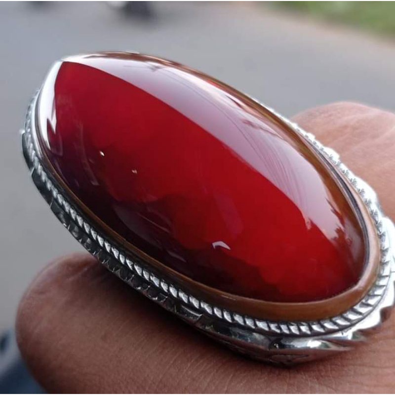 Batu Pandan Merah Betok/Babon + Ring Ukir