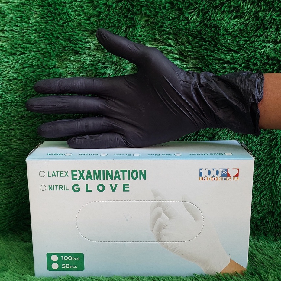100 PCS SARUNG TANGAN HITAM LATEKS NITRILE LATEX HANDSCOON HANDGLOVE GLOVEs