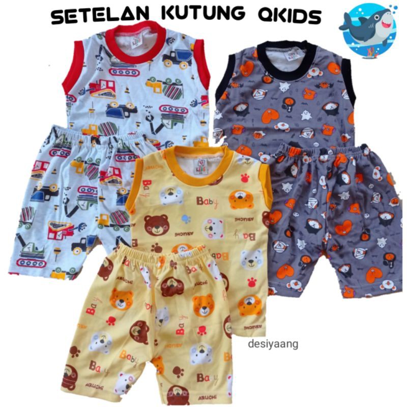 paket Isi 2 STEL Setelan bayi Anak Kutung  Size Xs Usia 5 6 7 8 9 10 11 12 - 16 bulan