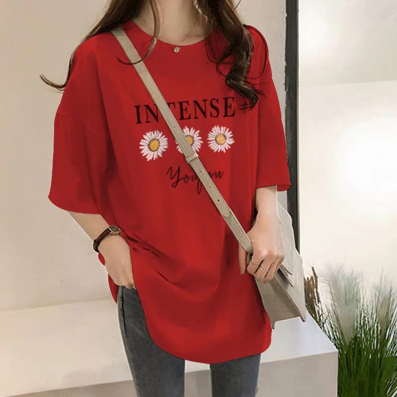 Oversize Tee Tshirt   Wanita Model Longgar Motif Intense Flower