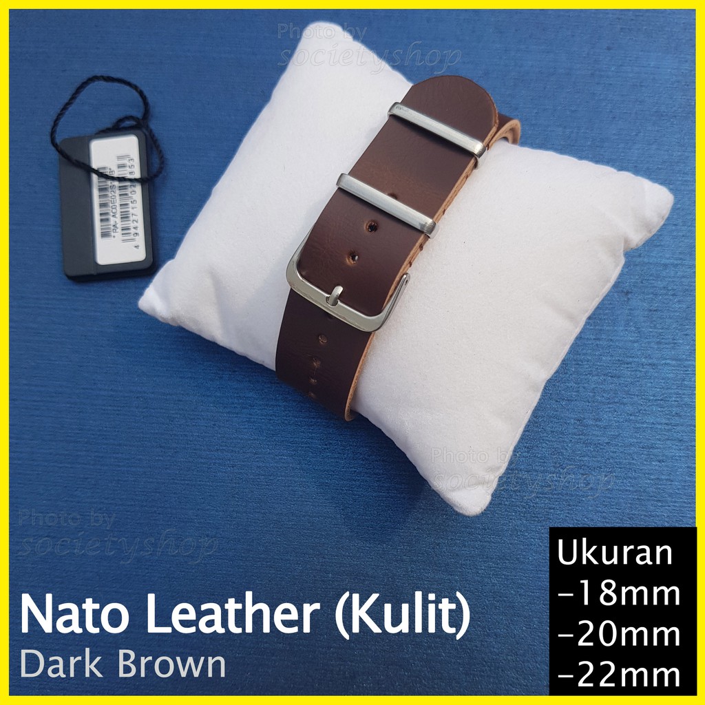 Nato Leather Kulit Sintetis Tali Jam Strap Watch 18mm 20mm 22mm