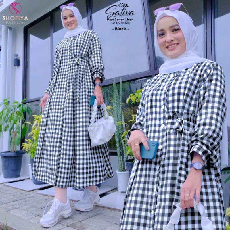 Dress Muslim. Fashion Muslim. Pakaian Wanita. Baju Wanita. Sativa Midi Dress