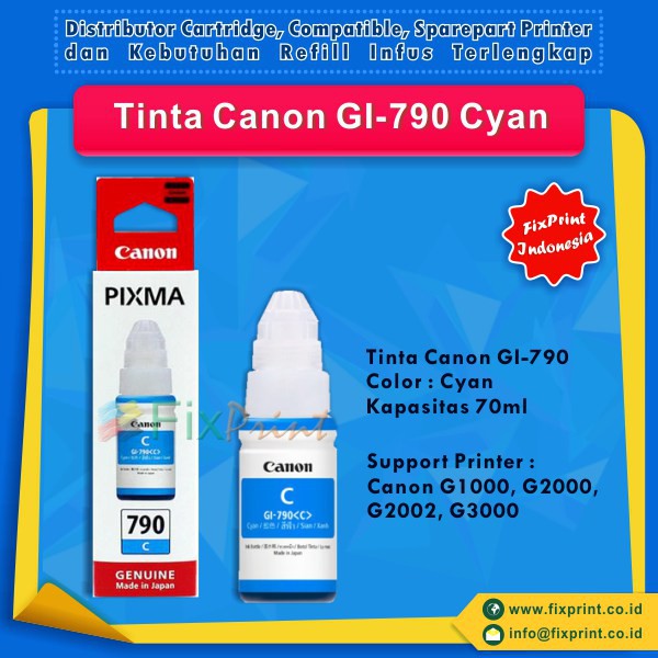 Tinta Canon Original GI-790 GI790 790 Cyan 70ml,  Murah