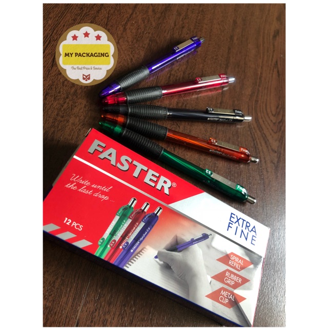 Ball Point Retractable C6 Hitam / bolpen FASTER (12 Buah)